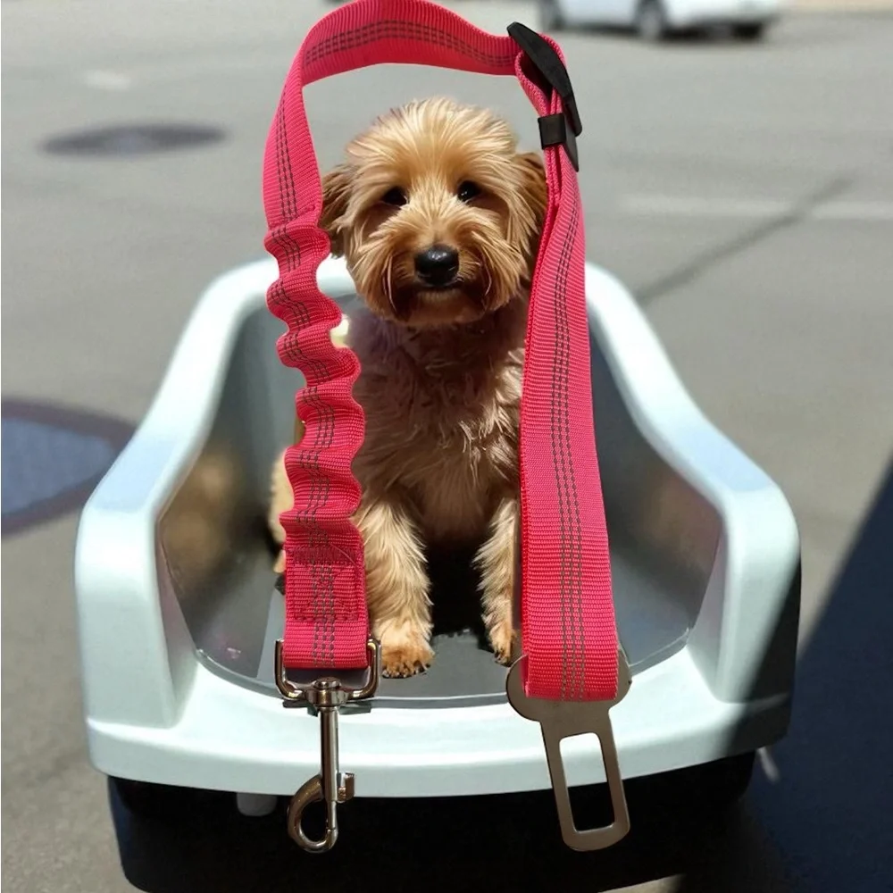 Adjustable Pink Dog Car Seat Belt